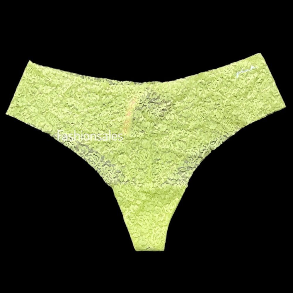 Victoria’s Secret Pink Floral Lace Thong Panty Lime XXL
